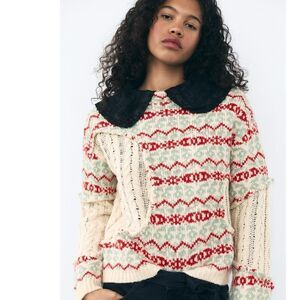 Zara cable knit jacquard sweater